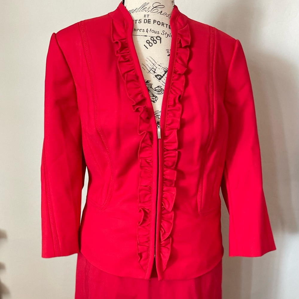 WHBM Red Skirt and Jacket Suit Set NWT